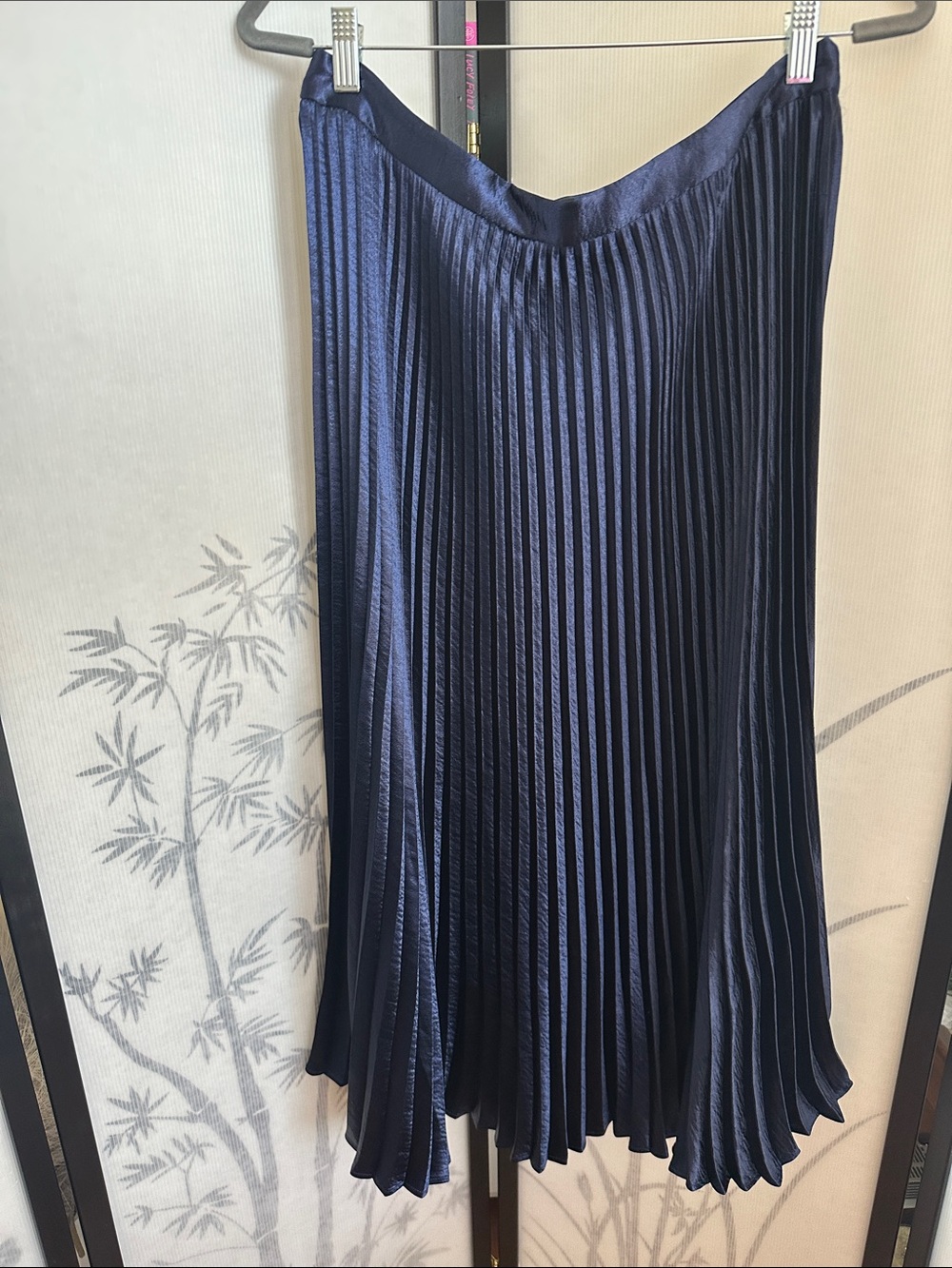 Express Pleated Midi Skirt in Navy Blue